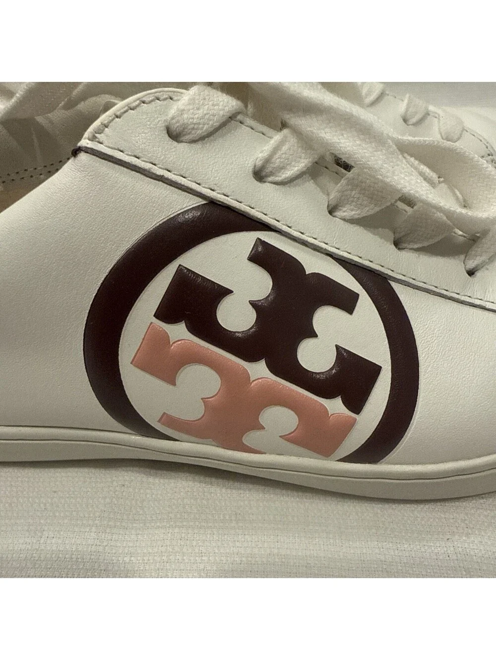 Tory Burch T-Logo Leather Low Top Sneaker Women’s Size 7.5